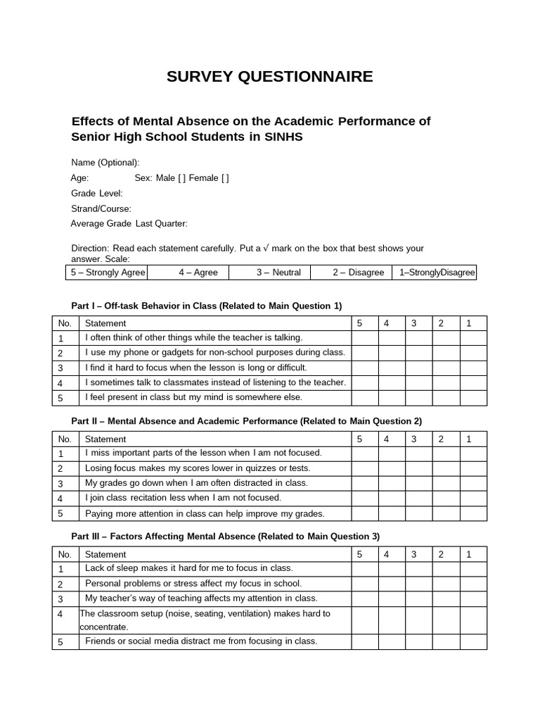 Impact of Mental Absence on Grades | PDF