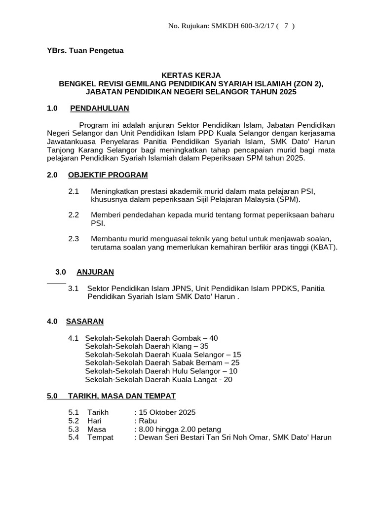 Kertas Kerja Revisi Gemilang Psi Negeri 2025 | PDF