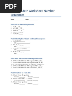 Grade 4 Number Sequences Worksheet | PDF