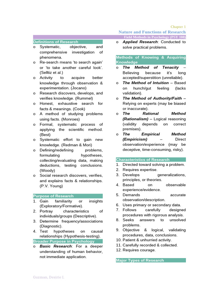 Overview of Research Methods in Psychology | PDF | Quantitative ...
