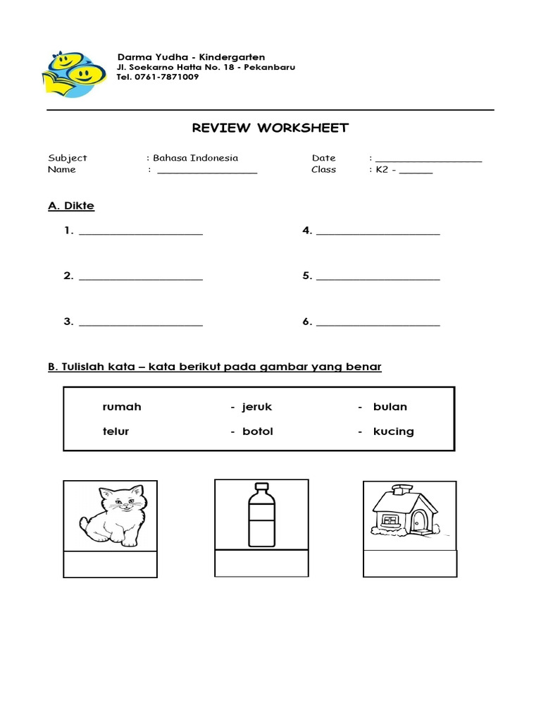 Worksheet Bahasa Indonesia Tk - Images | Picstank.com