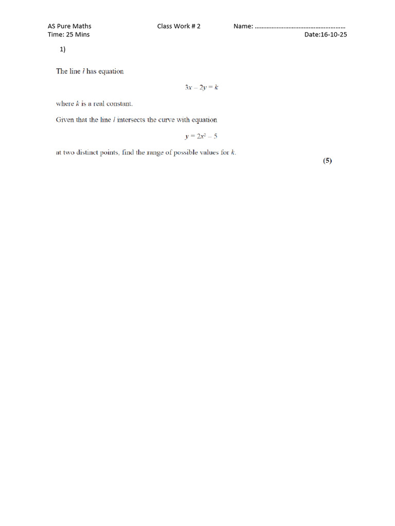 AS Pure Maths Class Work #2 | PDF