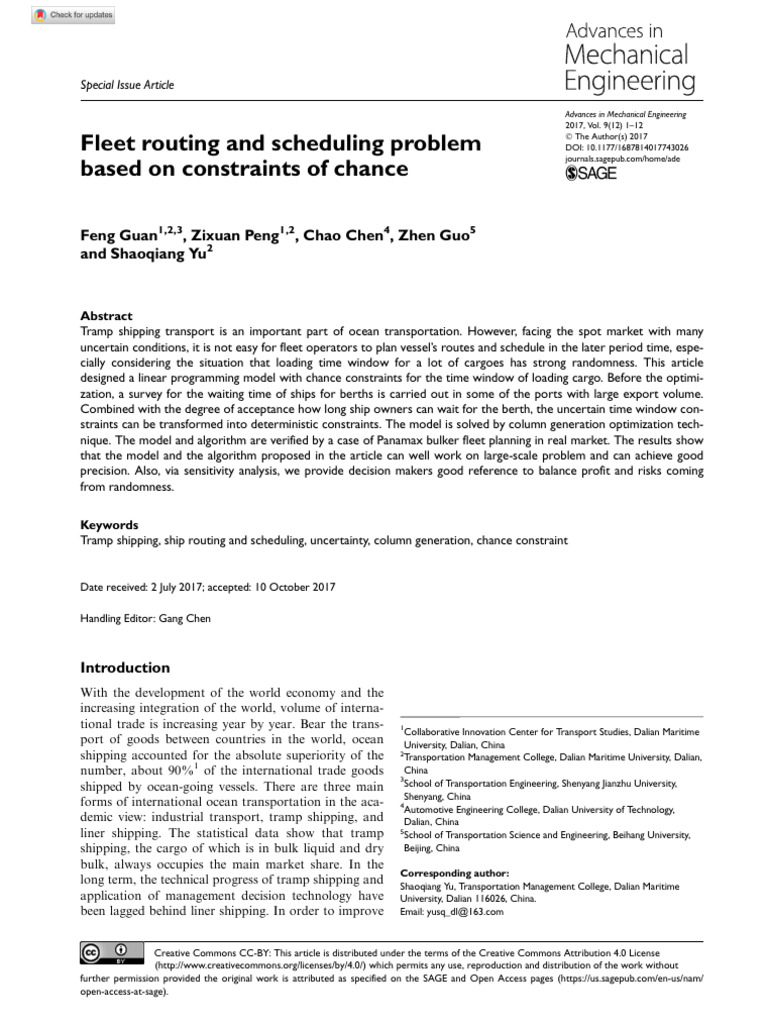 Fleet Routing with Chance Constraints | PDF | Mathematical Optimization ...