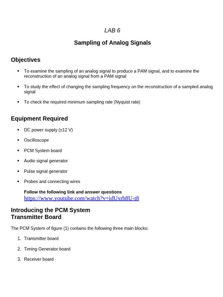 LAB 6 Hafis Muhammed c0893418 Group B | PDF | Sampling (Signal ...