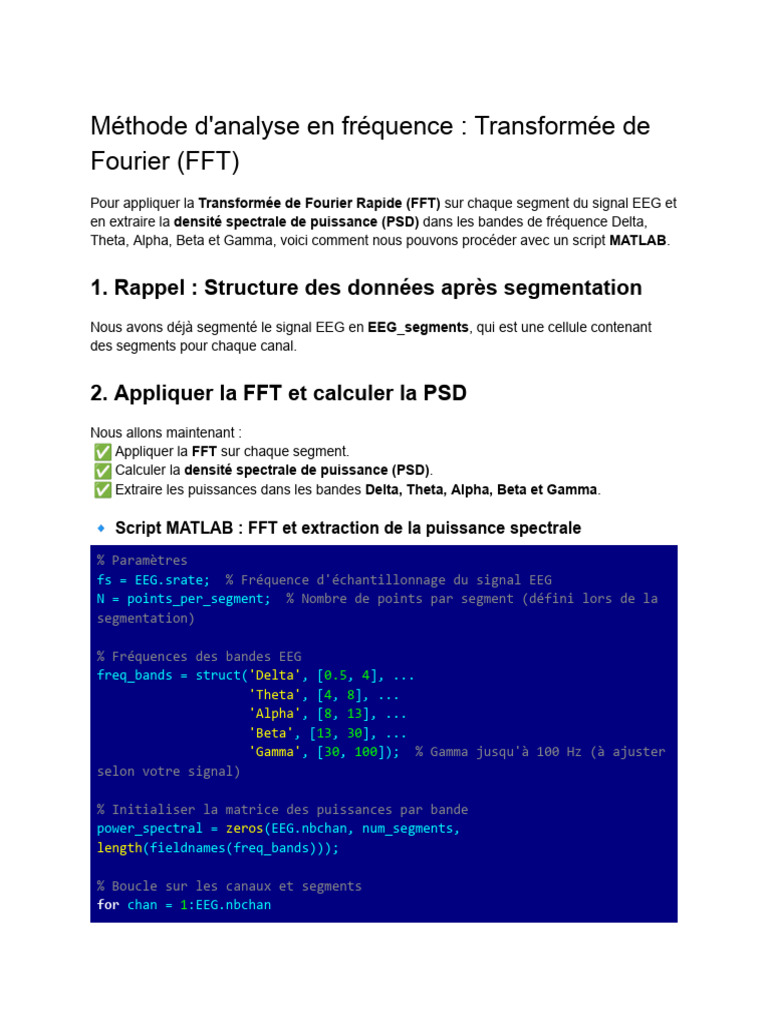 Analyse FFT des signaux EEG par bande | PDF | Transformation de Fourier ...