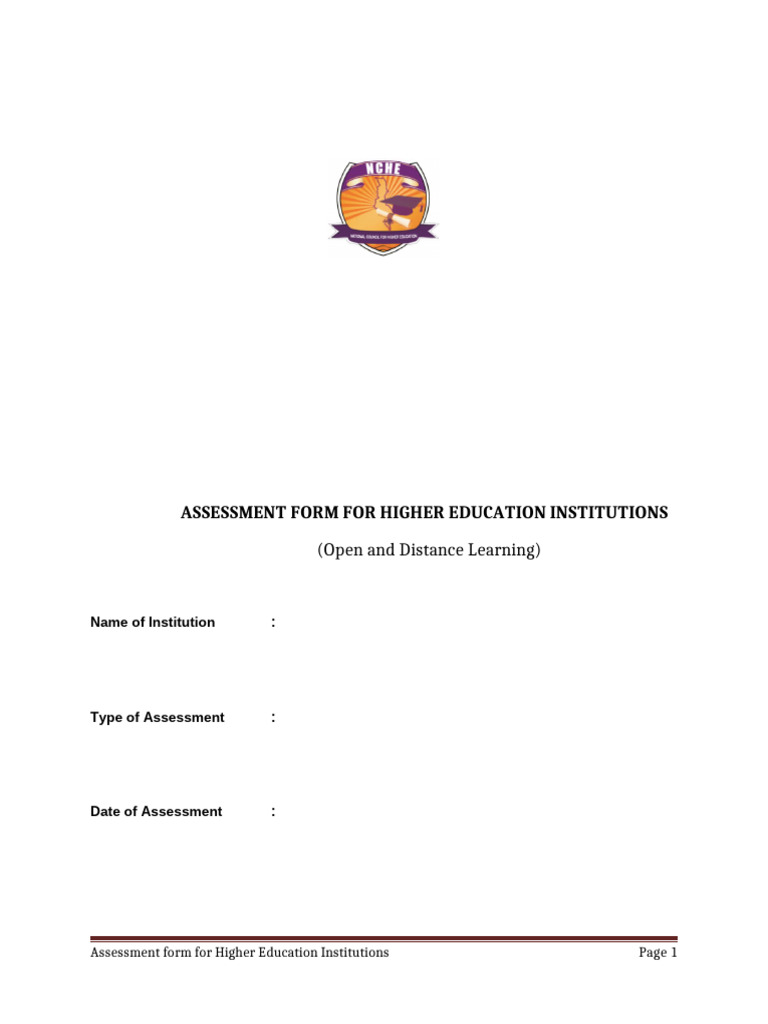Higher Education Assessment Form Guide | PDF | Audit | Internal Audit