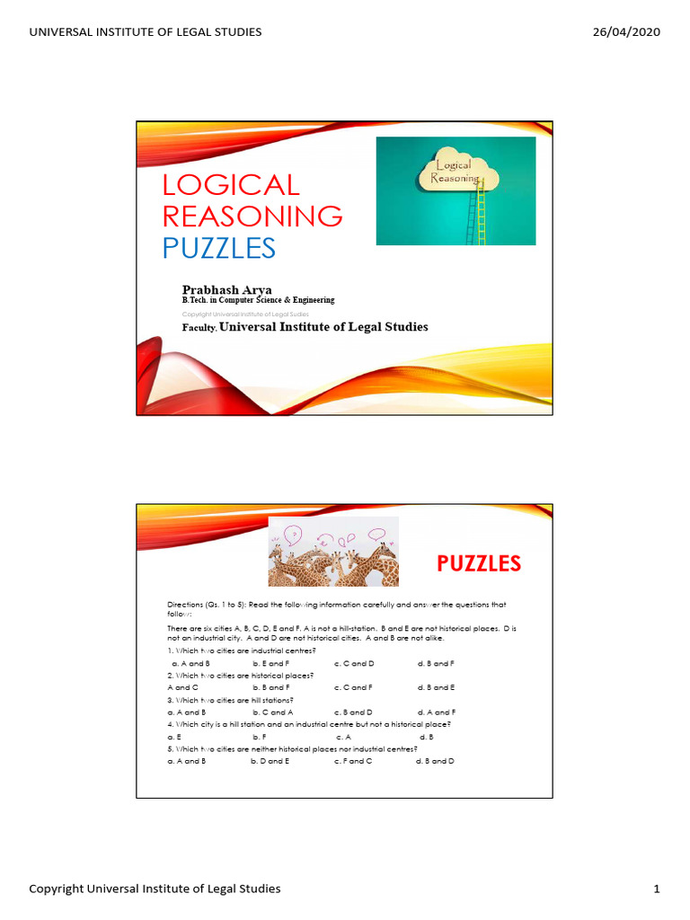 Logical Reasoning Puzzles Answer Key | PDF | Chess Theory | Chess