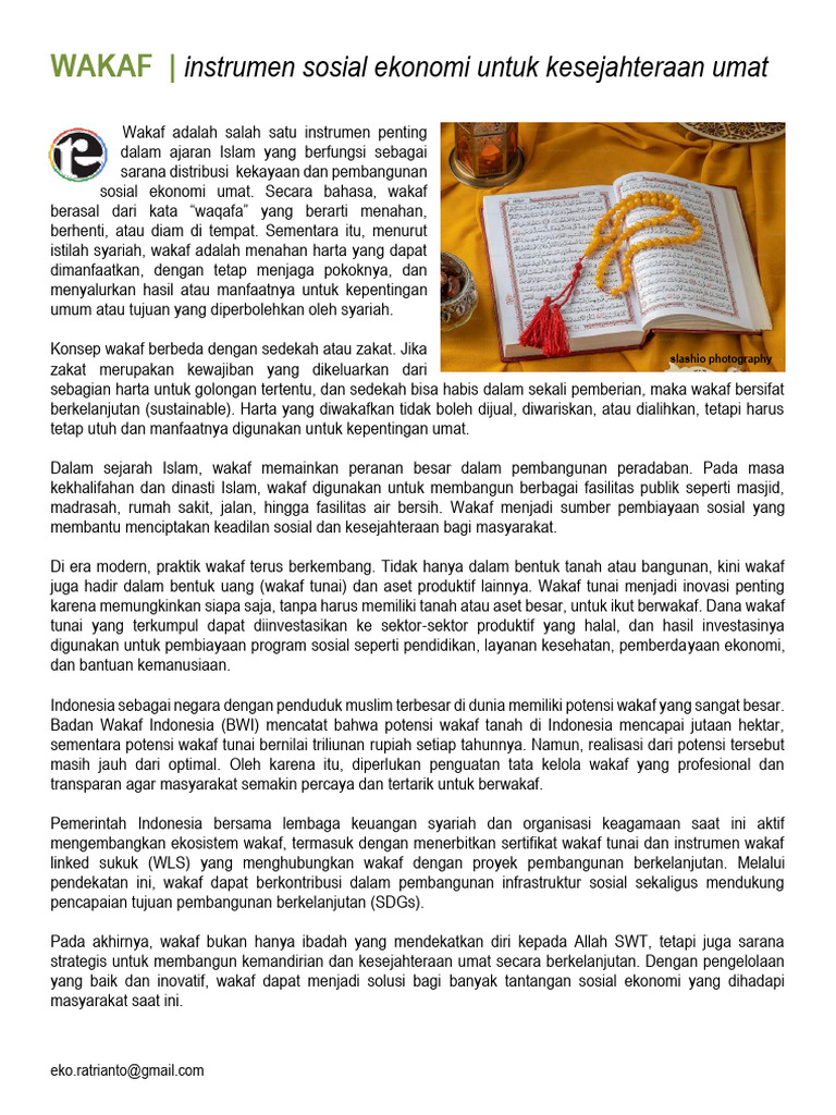 Wakaf: Solusi Kesejahteraan Umat | PDF