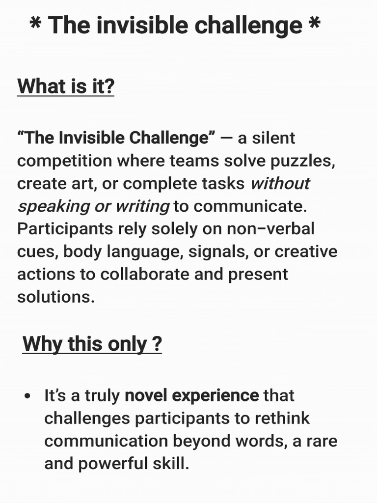 The Invisible Challenge Pitch | PDF