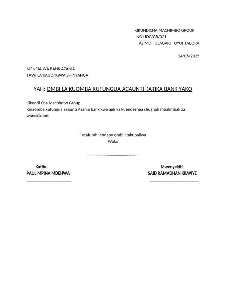 Kikundicha Machimbo Group | PDF