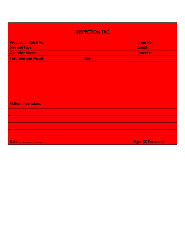 Inspection Tag for Production Batches | PDF