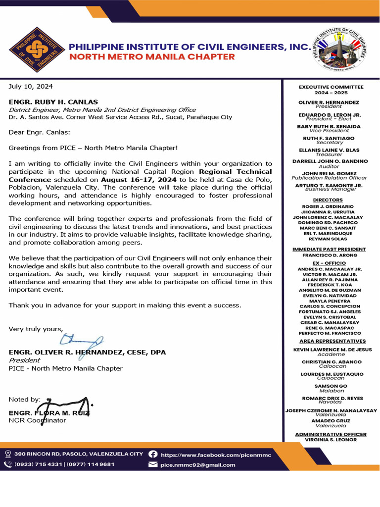 Invitation to Civil Engineers Conference | PDF