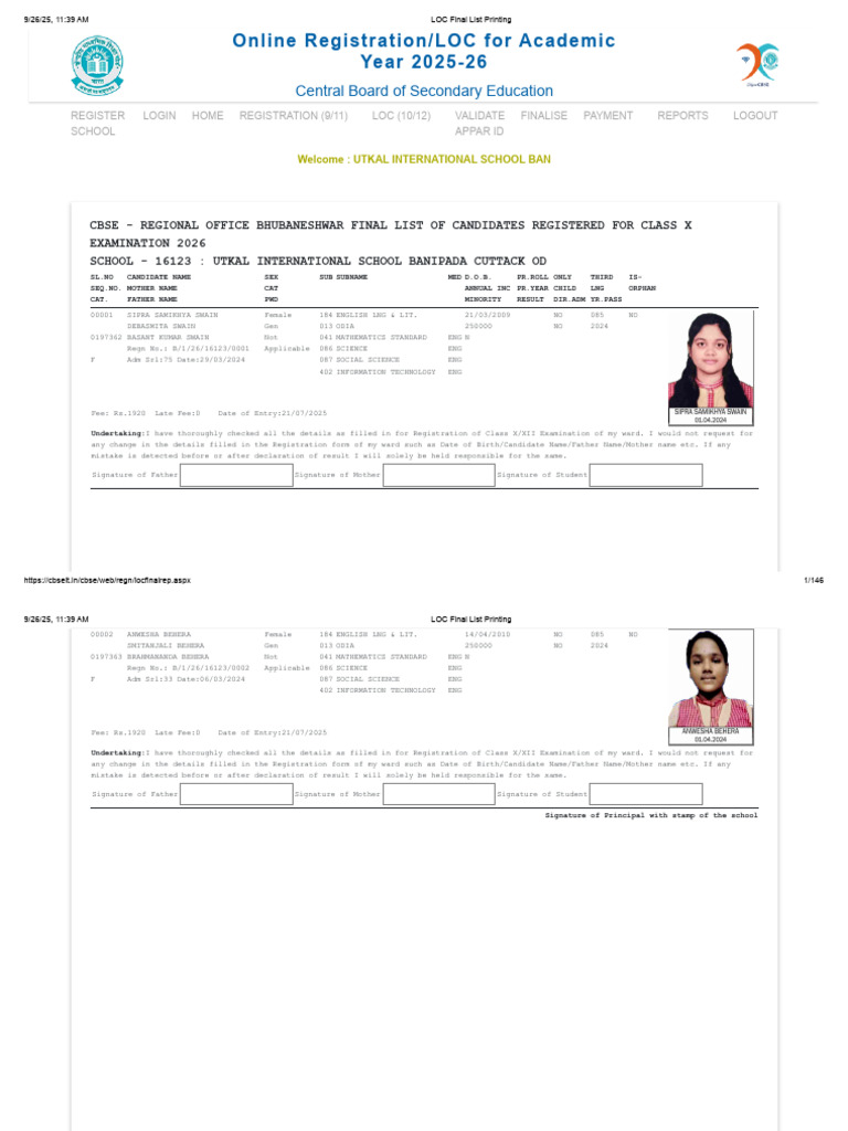 CBSE Class X Registration List 2026 | PDF | Qualifications | Domestic ...