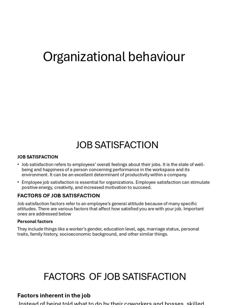 Understanding Job Satisfaction Factors | PDF | Job Satisfaction ...