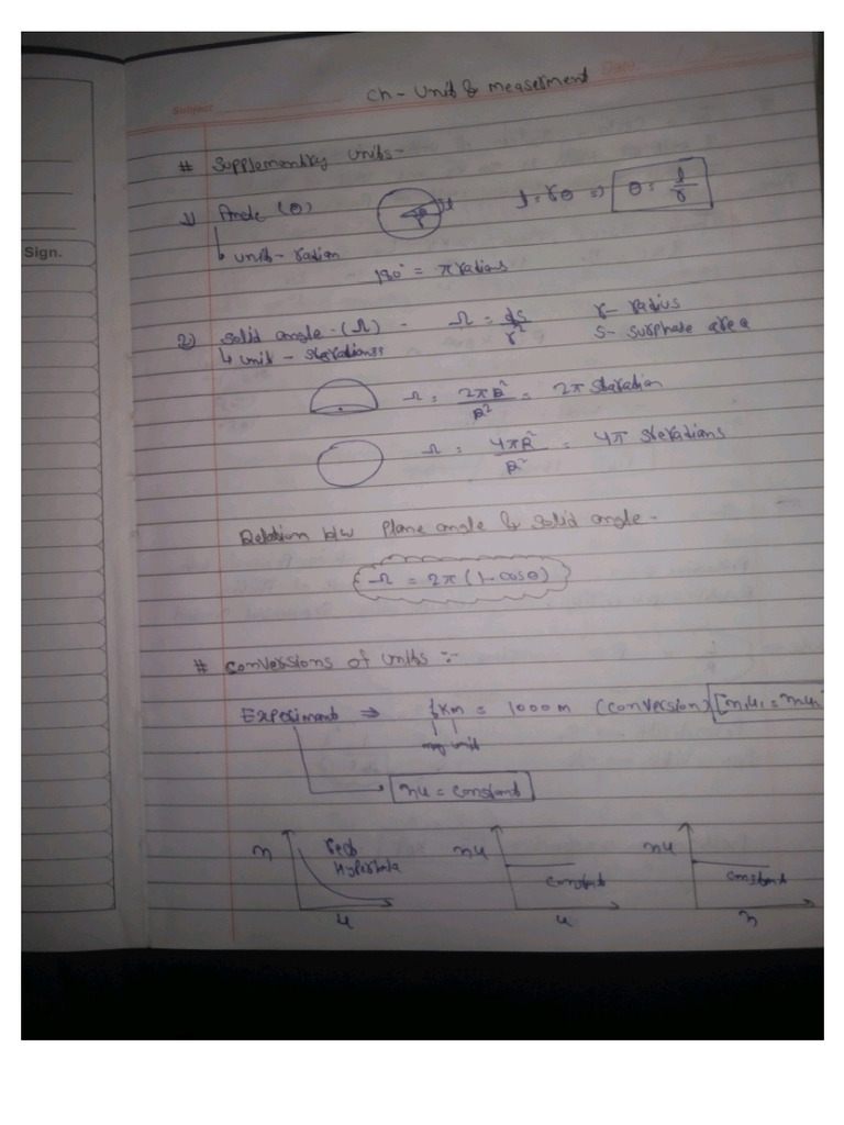 Jee Units and Measurement Chapter Hand Notes JV | PDF