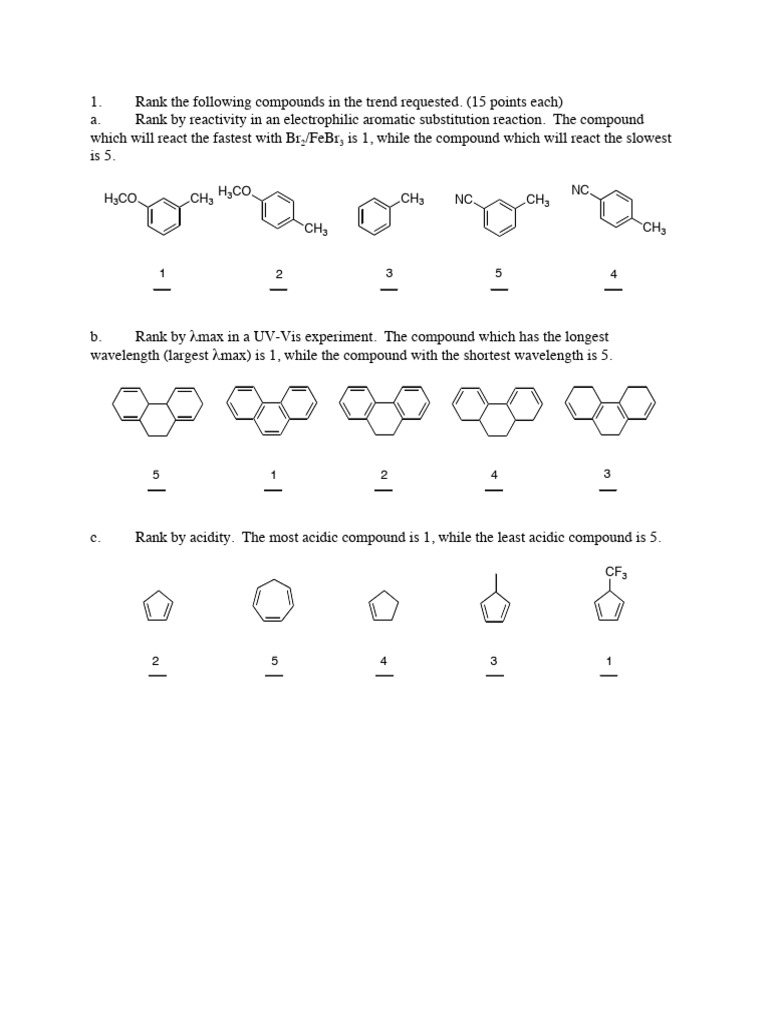 Test2 2 (10) Key | PDF | Aromaticity | Chemical Compounds