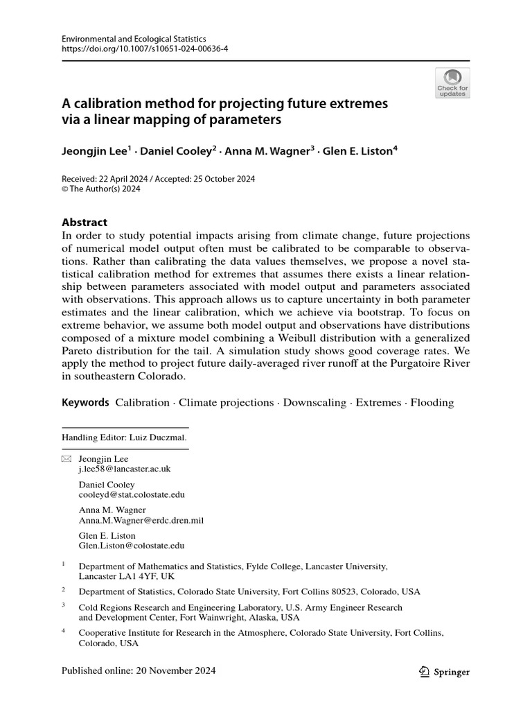 Calibration Method for Climate Extremes | PDF | Bootstrapping ...