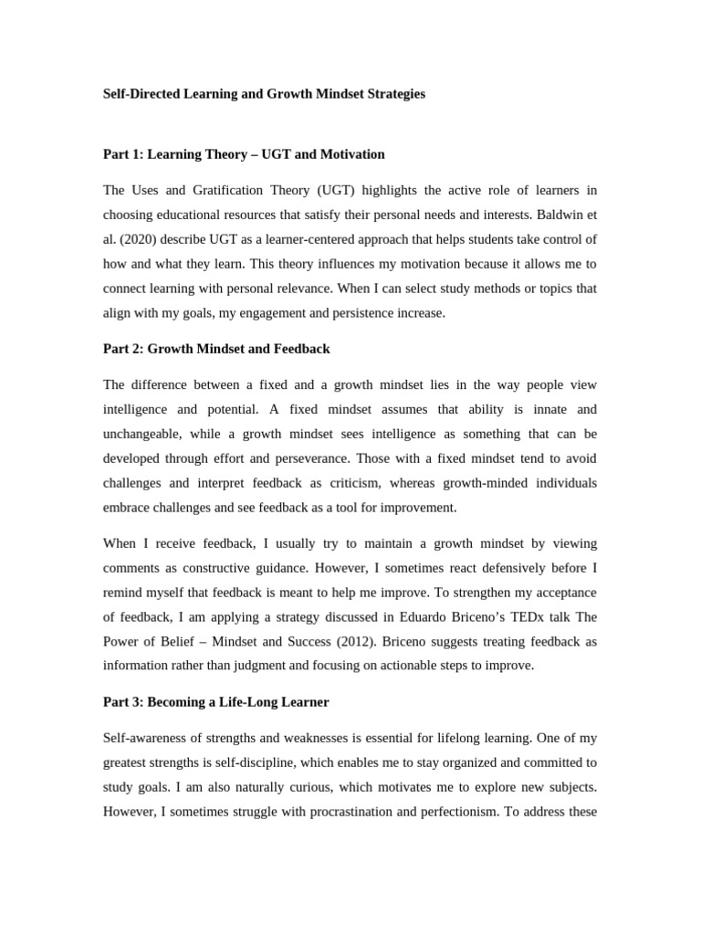 Unit6 Self Directed Learning and Growth Mindset | PDF | Mindset | Learning