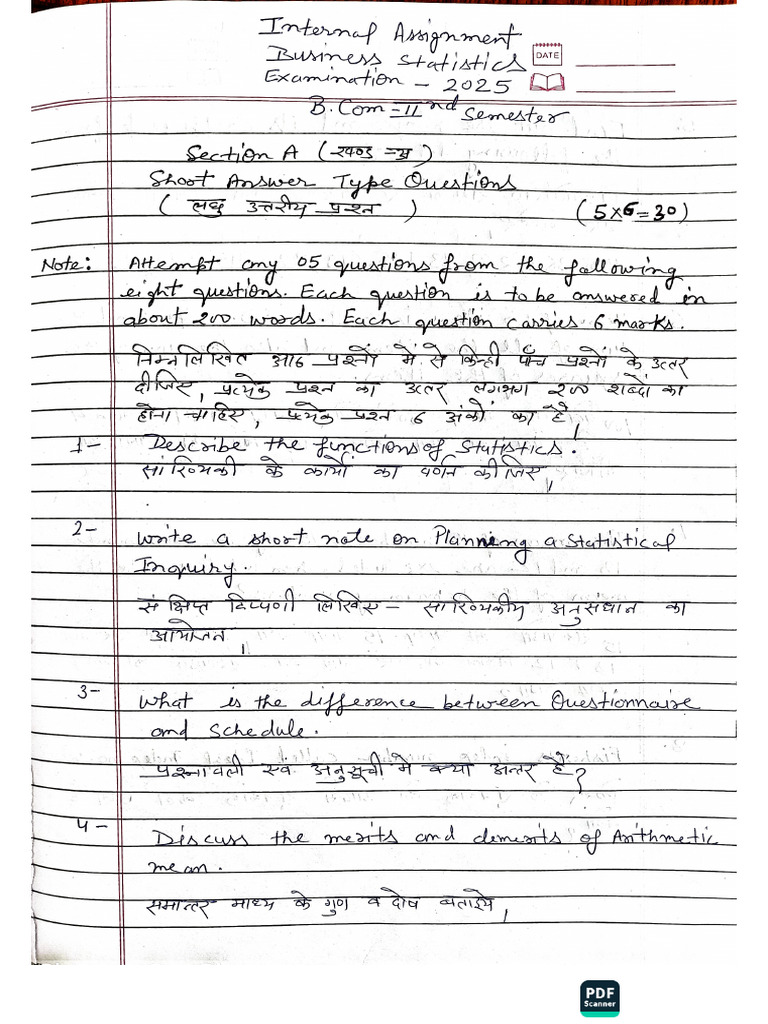 Business Statistics Internal Assignment | PDF