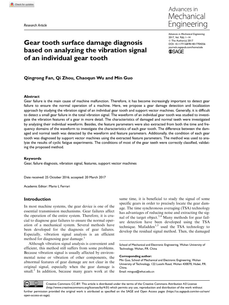 Gear Tooth Damage Detection via Vibration Analysis | PDF | Support ...