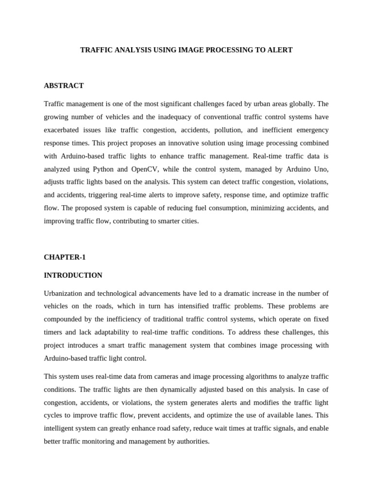 Smart Traffic Management with Image Processing | PDF | Microcontroller ...