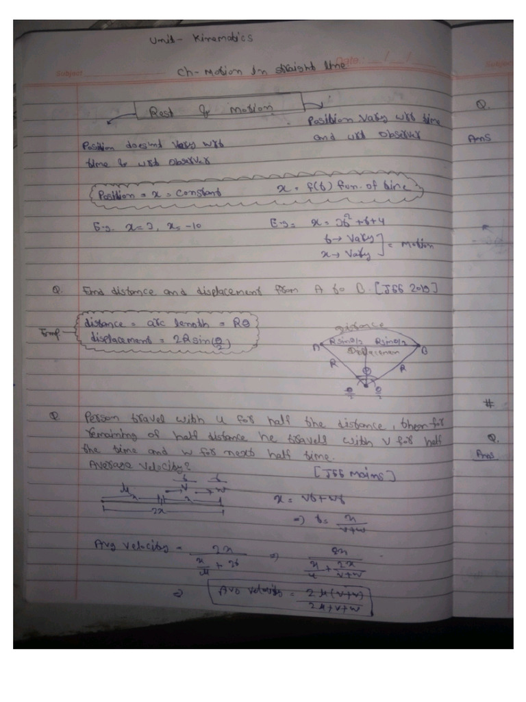 Chapter Motion in A Straight Line Jee With Pyqs | PDF