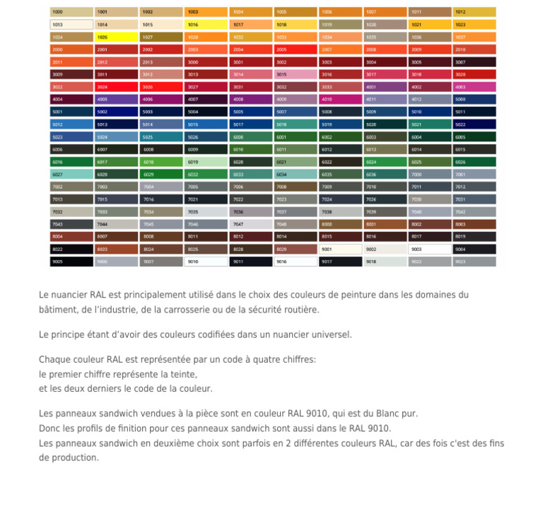 Nuancier RAL : Guide des couleurs 9010 | PDF