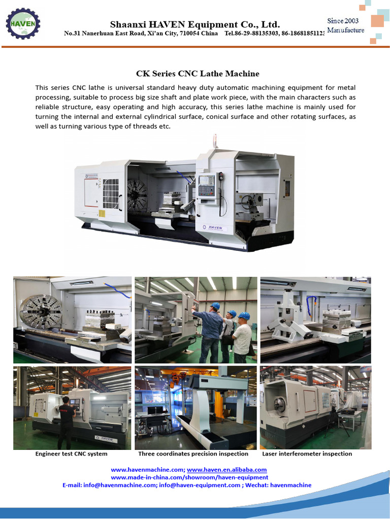 CK Series CNC Lathe Machine Overview | PDF | Woodworking | Machining