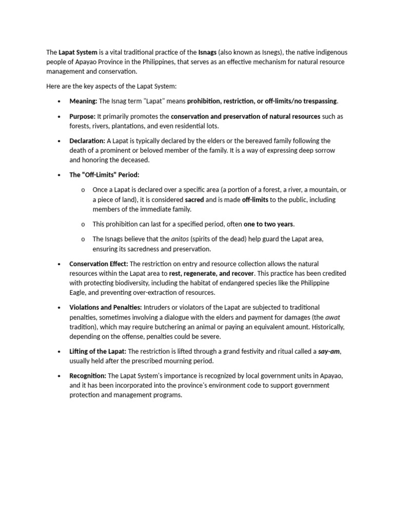 Lapat System: Indigenous Resource Management | PDF