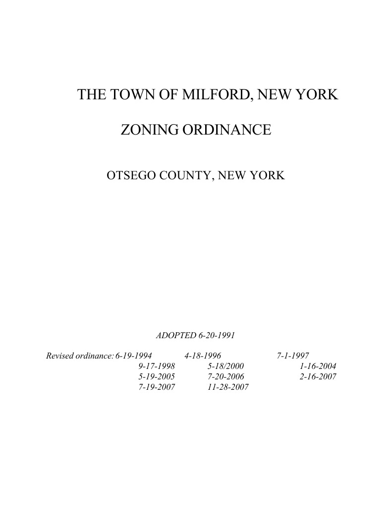 Milford Zoning Ordinance PDF Land Lot Motel