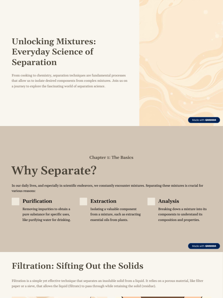 Unlocking Mixtures Everyday Science of Separation | PDF | Filtration ...