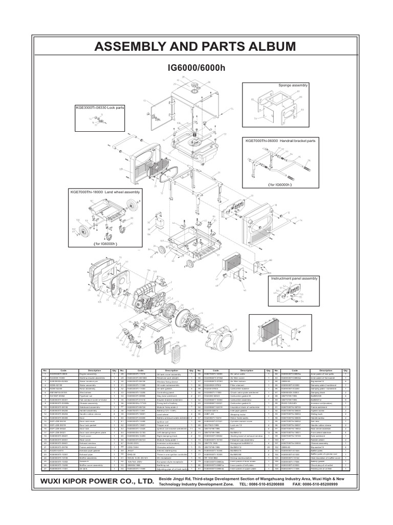 IG6000 Parts | PDF | Manufactured Goods | Engines