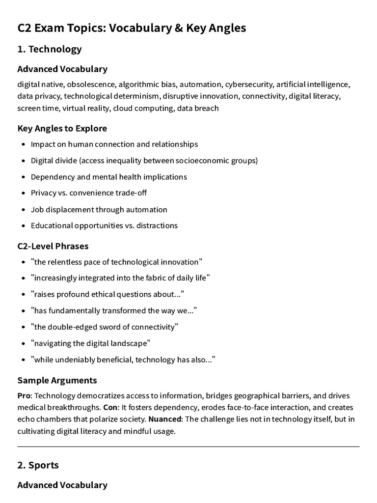 Exam Topics - Vocabulary & Key Angles | PDF | Consumerism | Adolescence