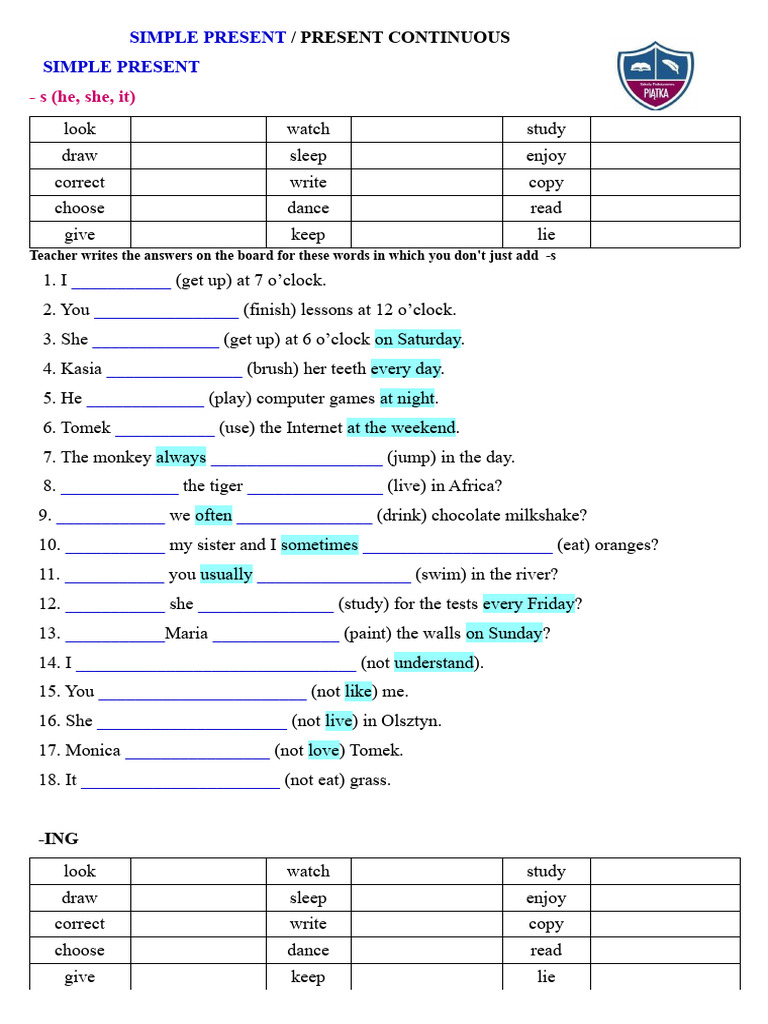 Simple Present vs. Present Continuous Guide | PDF | Chess | Chess Theory