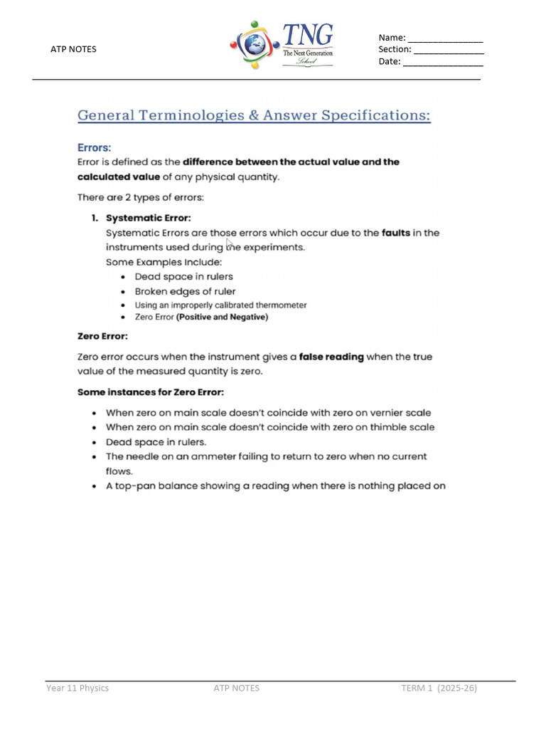 Year 11 Physics ATP Notes Term 1 | PDF