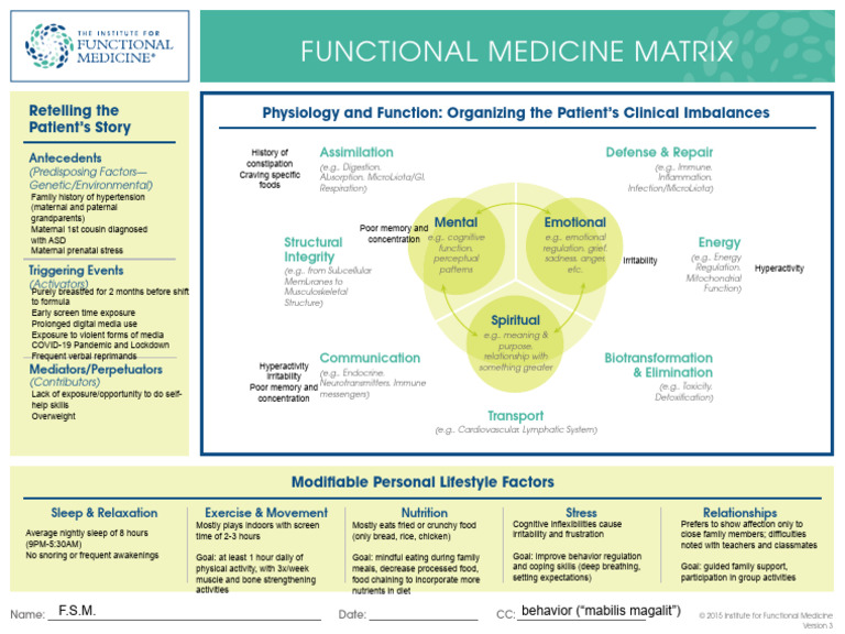 Functional Medicine Matrix Overview | PDF | Sleep | Attention Deficit ...
