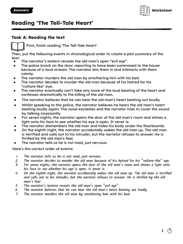 Tell-Tale Heart Worksheet Answers | PDF