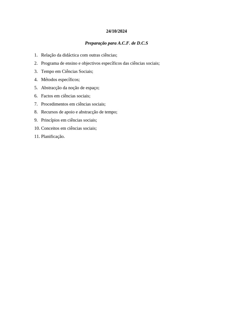 Preparação para Ciências Sociais A.C.F. | PDF