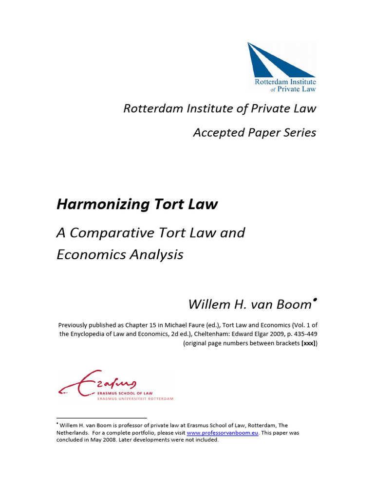 Comparative Analysis of Tort Law Economics | PDF | Tort | Risk