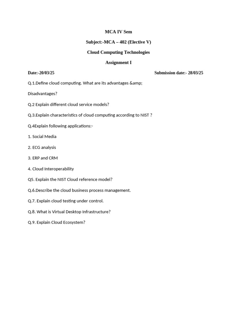 Cloud Computing Technologies Assignment | PDF