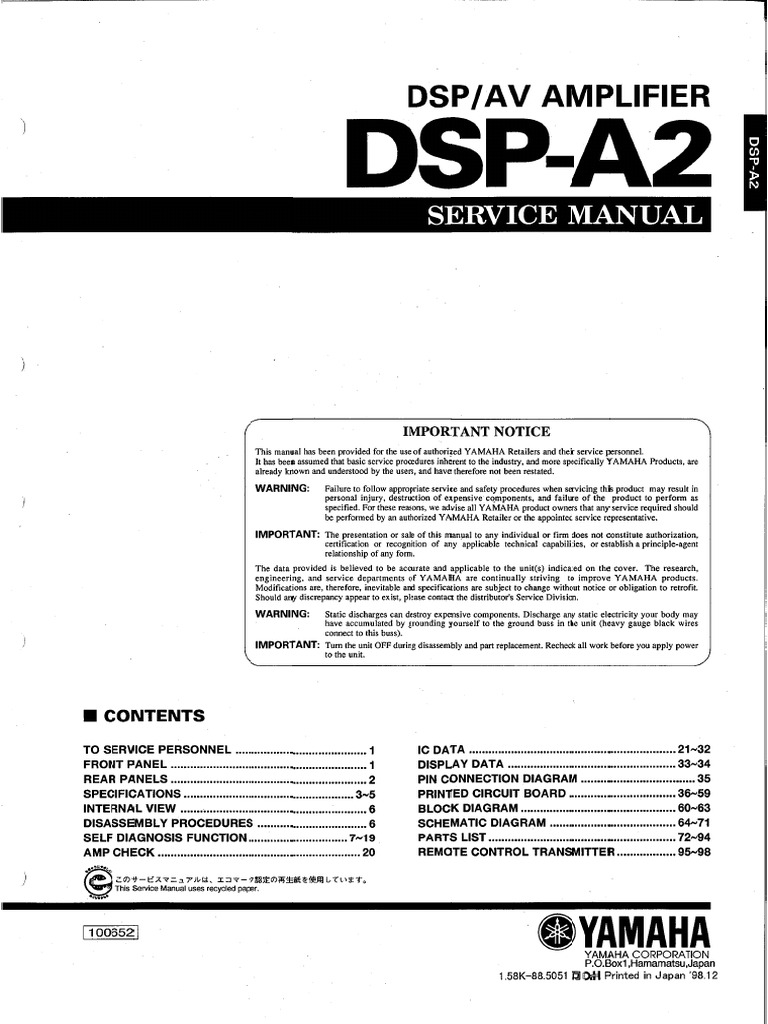 Yamaha DSP A2 | PDF