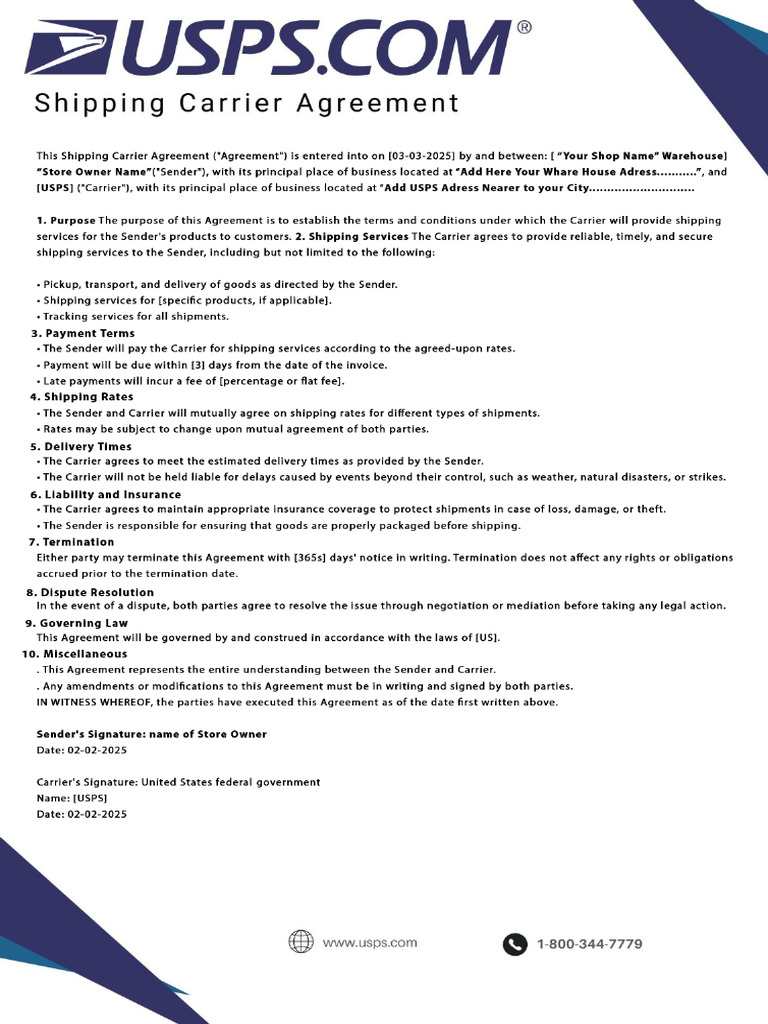 Shipping Carrier Agreement Final | PDF