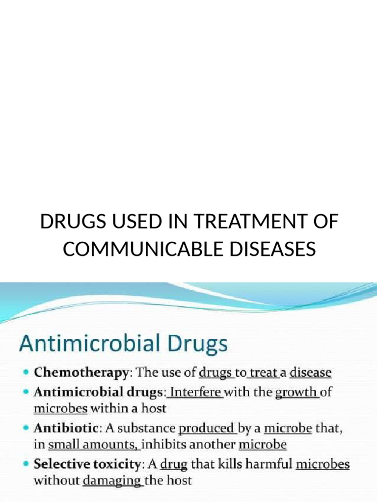 Drugs for Communicable Diseases Care | PDF