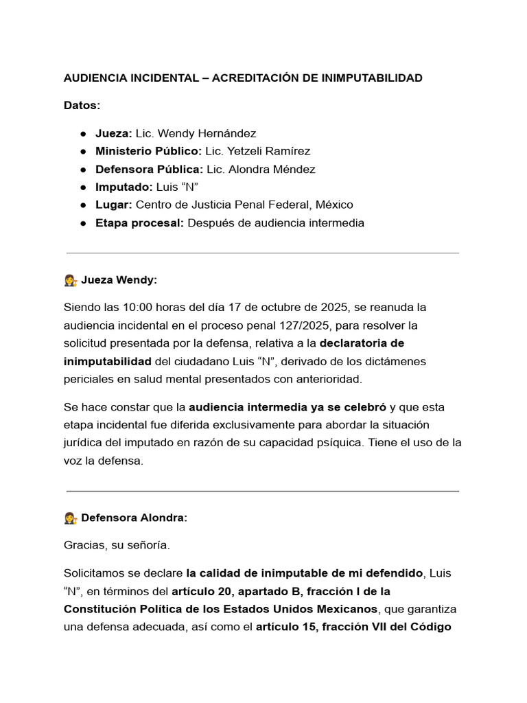 Simulación de Audiencia Diálogo | PDF | Justicia | Crimen y violencia