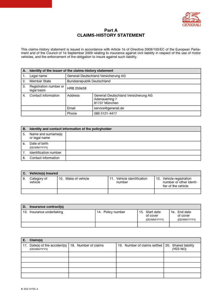 Claims-History Statement Guide | PDF | Insurance | Civil Law (Legal System)