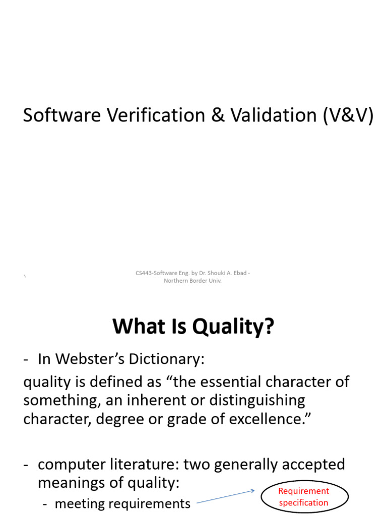 6 SW V&V | PDF | Verification And Validation | Software Testing