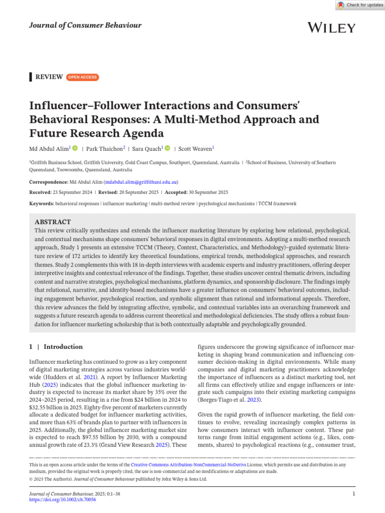 Influencer Follower Interactions and Consumers Behavioral Responses ...