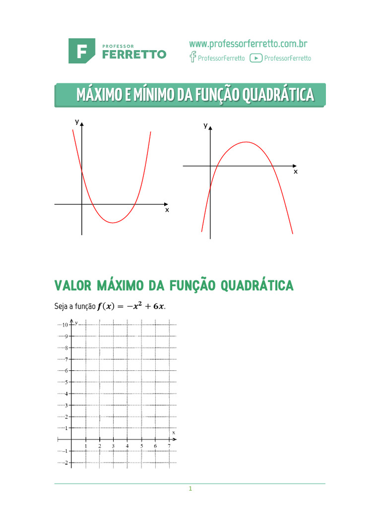 Máximo e Mínimo Da Função Quadrática-Roteiro Da Aula | PDF