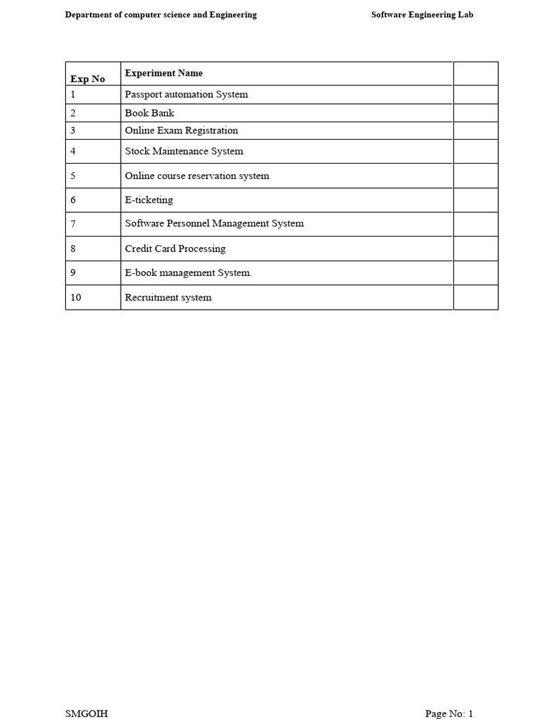 Software Engineering Lab Projects Overview | PDF | Unified Modeling ...