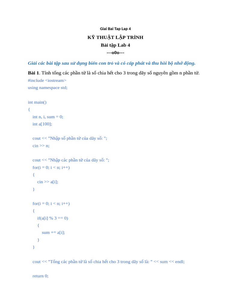 Giai Bai Tap Lap 4 | PDF